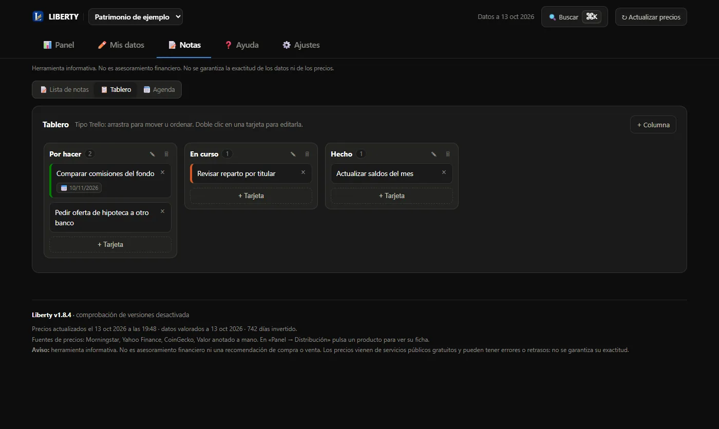 Notas — Tablero tipo Trello